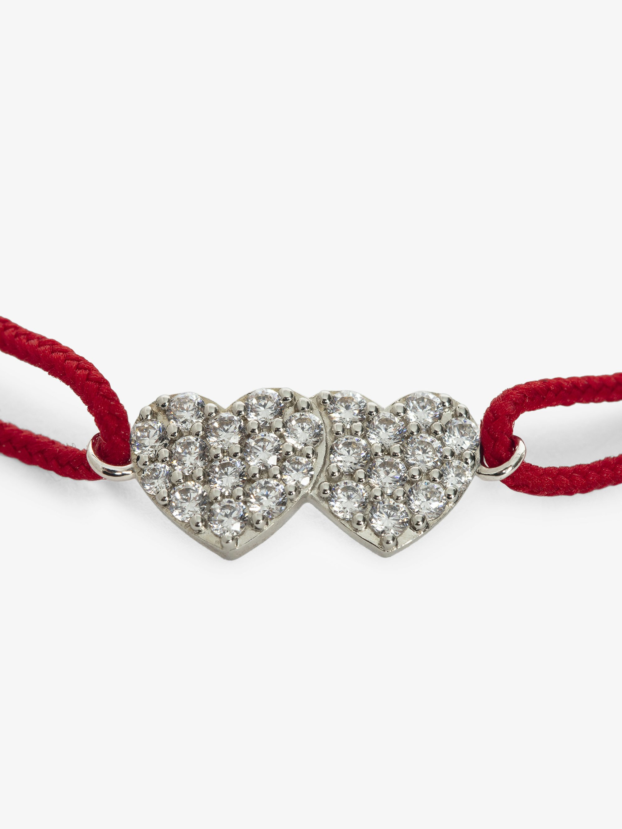 Zadig Link Heart Strass Bracelet - Adjustable cord bracelet with iconic house rhinestone hearts.